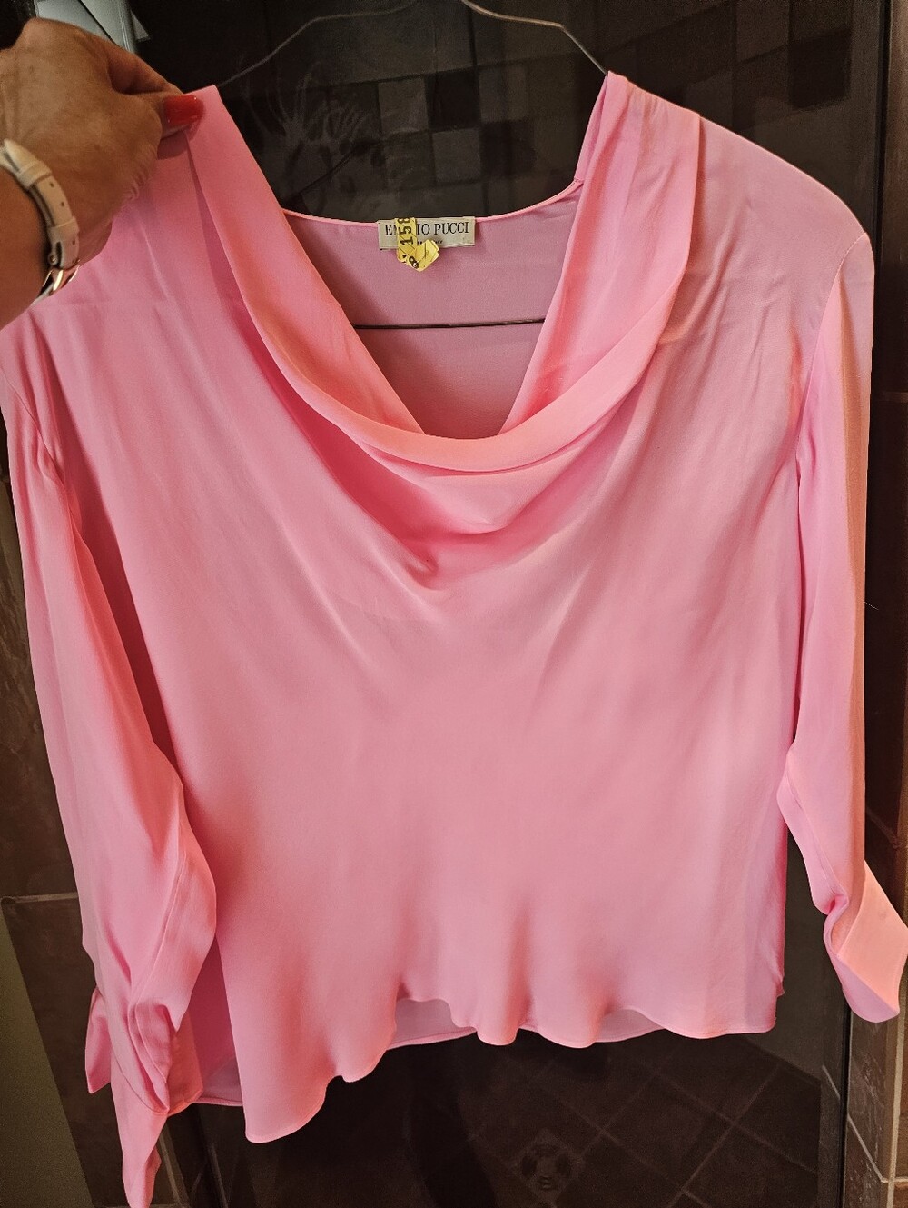 Emilio Pucci Pink Draped Cowl-Neck Blouse